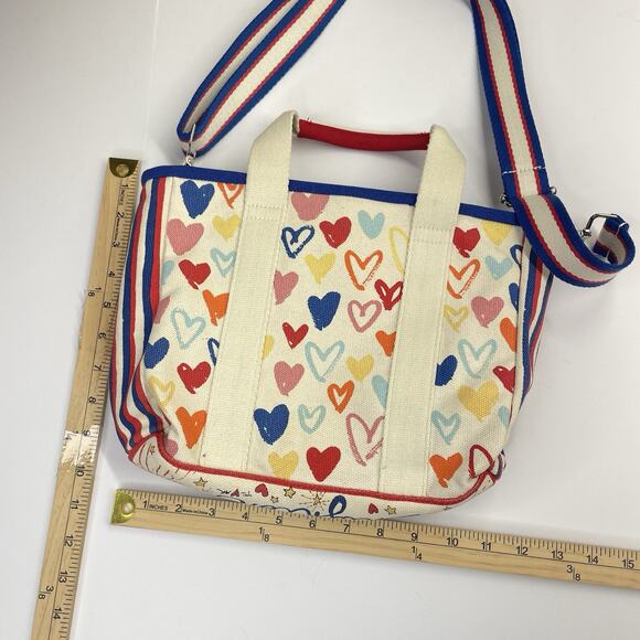 Brighton Love Hearts Canvas Tote Bag Sparkle and Shine Red White Blue Stripe - Picture 6 of 7
